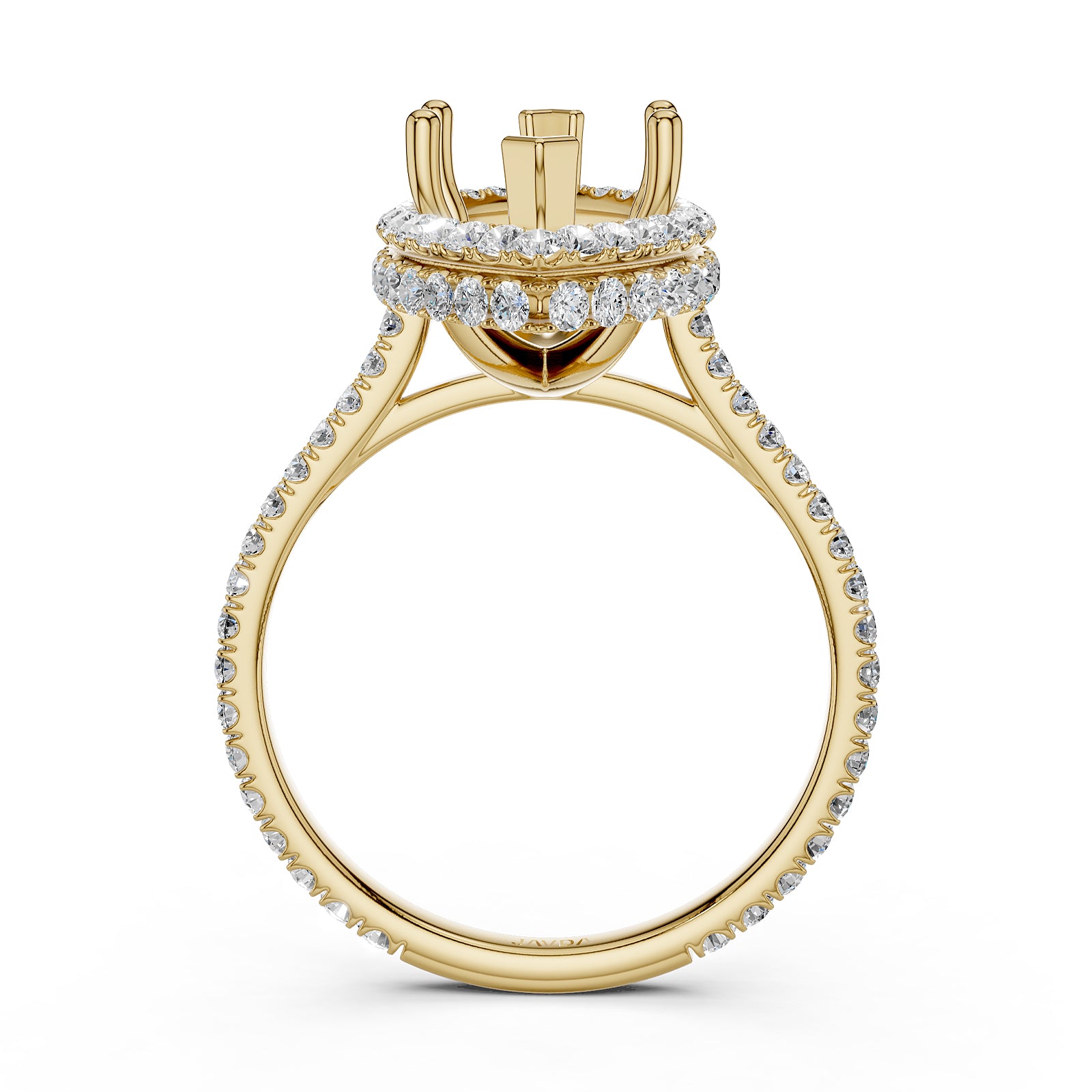 Double Halo Semi Mount Lab Grown Diamond Engagement Ring 0.53 Ct.